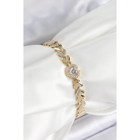 Xuping Pirinç Baget Kalp Model Gold Renk Kadın Bileklik - TJ-BB7481