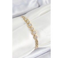 Xuping Pirinç Sıralı Daire Baget Model Gold Renk Kadın Bileklik - TJ-BB7484