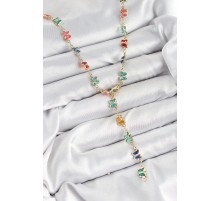 Pirinç Renkli Zirkon Taşlı Kelebek Model Gold Renk Kadın Y Kolye - TJ-BKO10386