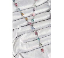 Pirinç Renkli Zirkon Taşlı Kelebek Model Gümüş Renk Kadın Y Kolye - TJ-BKO10387