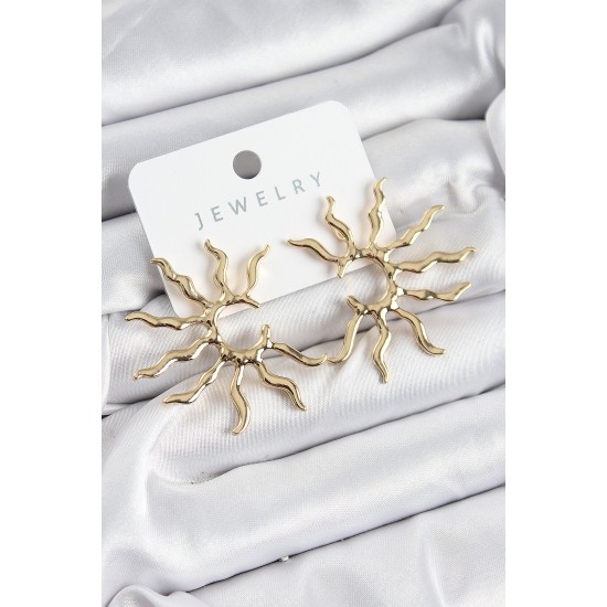 Pirinç Güneş Model Gold Renk Kadın Küpe - TJ-BKP10960