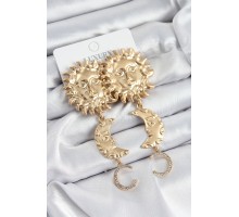 Pirinç Zirkon Taşlı Sallantılı Güneş Model Gold Renk Kadın Küpe - TJ-BKP10961