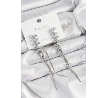 Pirinç Zirkon Taşlı Sallantılı Model Gümüş Renk 925 Ayar Gümüş Çivi Kadın Küpe - TJ-BKP10965