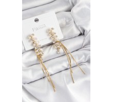 Pirinç Zirkon Taşlı Sallantılı Model Gold Renk 925 Ayar Gümüş Çivi Kadın Küpe - TJ-BKP10966