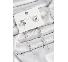 Pirinç Zirkon Taşlı Sallantılı Kelebek Model Gümüş Renk 925 Ayar Gümüş Çivi Kadın Küpe - TJ-BKP10971
