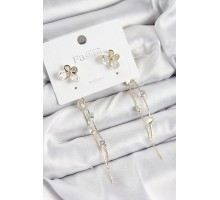 Pirinç Zirkon Taşlı Sallantılı Kelebek Model Gold Renk 925 Ayar Gümüş Çivi Kadın Küpe - TJ-BKP10972