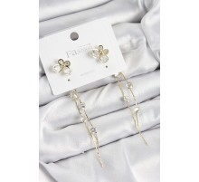 Pirinç Zirkon Taşlı Sallantılı Kelebek Model Gold Renk 925 Ayar Gümüş Çivi Kadın Küpe - TJ-BKP10972