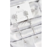 Pirinç Zirkon Taşlı Sallantılı  Model Gümüş Renk 925 Ayar Gümüş Çivi Kadın Küpe - TJ-BKP10975