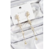 Pirinç Zirkon Taşlı Sallantılı  Model Gold Renk 925 Ayar Gümüş Çivi Kadın Küpe - TJ-BKP10976