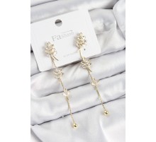 Pirinç Zirkon Taşlı Sallantılı  Model Gold Renk 925 Ayar Gümüş Çivi Kadın Küpe - TJ-BKP10976