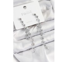 Pirinç Zirkon Taşlı Sallantılı  Model Gümüş Renk 925 Ayar Gümüş Çivi Kadın Küpe - TJ-BKP10977