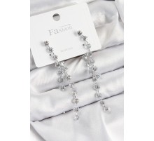 Pirinç Zirkon Taşlı Sallantılı  Model Gümüş Renk 925 Ayar Gümüş Çivi Kadın Küpe - TJ-BKP10977