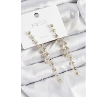 Pirinç Zirkon Taşlı Sallantılı  Model Gold Renk 925 Ayar Gümüş Çivi Kadın Küpe - TJ-BKP10978