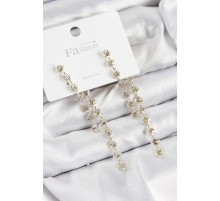 Pirinç Zirkon Taşlı Sallantılı  Model Gold Renk 925 Ayar Gümüş Çivi Kadın Küpe - TJ-BKP10978