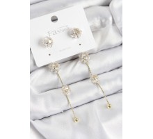 Pirinç Zirkon Taşlı Sallantılı  Model Gold Renk 925 Ayar Gümüş Çivi Kadın Küpe - TJ-BKP10980