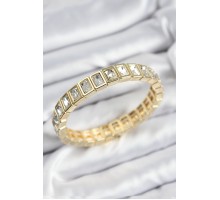 Pirinç Zirkon Taşlı Dikdörtgen Model Gold Renk Lastikli Kadın Bileklik - TJ-BB7492