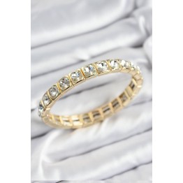 Pirinç Zirkon Taşlı Kare Model Gold Renk Lastikli Kadın Bileklik TJ-BB7497
