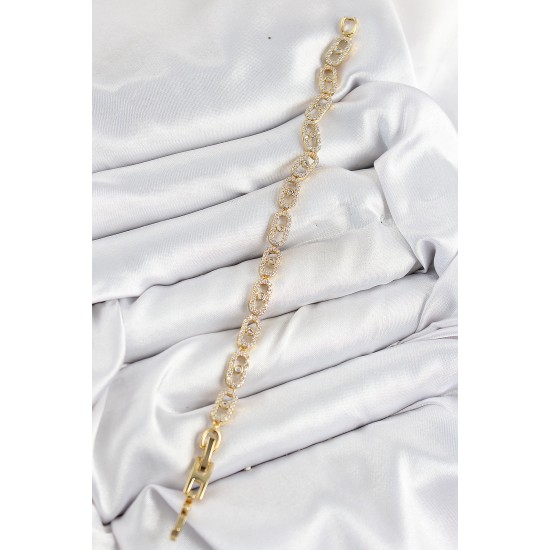 Pirinç Zirkon Taşlı Messika Model Gold Renk VIP Seri Kadın Bileklik - TJ-BB7517