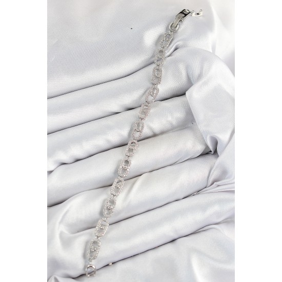 Pirinç Zirkon Taşlı Messika Model Gümüş Renk VIP Seri Kadın Bileklik - TJ-BB7518