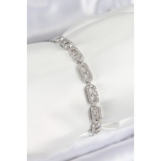 Pirinç Zirkon Taşlı Messika Model Gümüş Renk VIP Seri Kadın Bileklik - TJ-BB7518