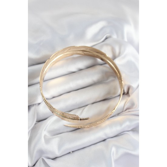 Pirinç Yaprak Model Gold Renk Kadın Pazu Bileklik - TJ-BB7522