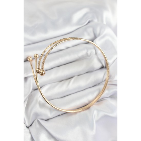 Pirinç Topcuk Model Gold Renk Kadın Pazu Bileklik - TJ-BB7523
