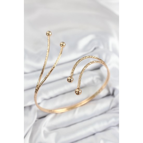 Pirinç Topcuk Model Gold Renk Kadın Pazu Bileklik - TJ-BB7523