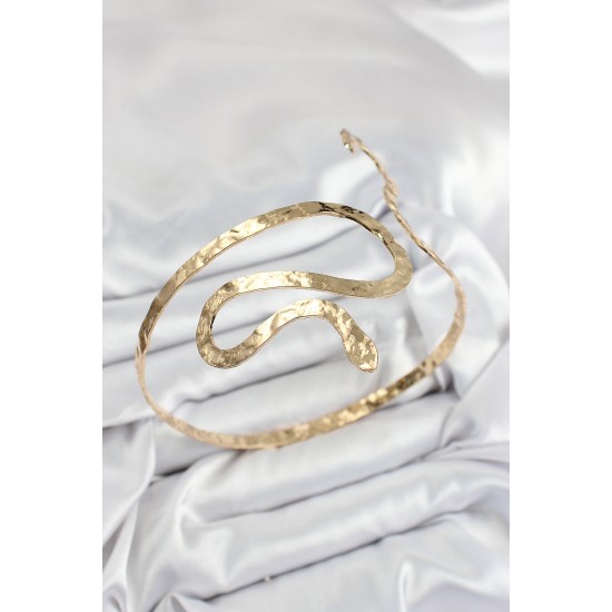 Pirinç Yılan Model Gold Renk Kadın Pazu Bileklik - TJ-BB7524