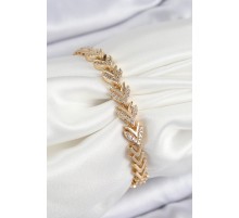 Pirinç Zirkon Taşlı Sıralı Ok Model Gold Renk Kadın Bileklik - TJ-BB7525