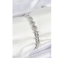 Pirinç Zirkon Taşlı Sıralı Ok Model Gümüş Renk Kadın Bileklik - TJ-BB7526