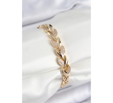 Pirinç Zirkon Taşlı Balık Kuyruğu Model Gold Renk Kadın Bileklik - TJ-BB7529