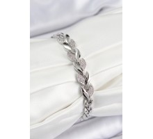 Pirinç Zirkon Taşlı Balık Kuyruğu Model Gümüş Renk Kadın Bileklik - TJ-BB7530