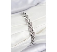 Pirinç Zirkon Taşlı Balık Kuyruğu Model Gümüş Renk Kadın Bileklik - TJ-BB7530