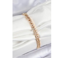 Pirinç Zirkon Taşlı Sıralı Yaprak Model Gold Renk Kadın Bileklik - TJ-BB7531