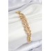 Pirinç Zirkon Taşlı Küba Zincir Model Gold Renk Kadın Bileklik - TJ-BB7533