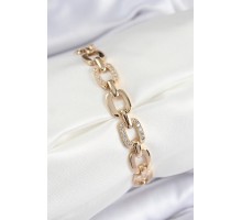 Pirinç Zirkon Taşlı Parçalı Zincir Model Gold Renk Kadın Bileklik - TJ-BB7535