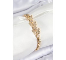 Pirinç Zirkon Taşlı Kelebek Model Gold Renk Kadın Bileklik - TJ-BB7541