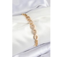 Pirinç Zirkon Taşlı Oval Model Gold Renk Kadın Bileklik - TJ-BB7543