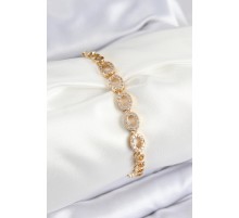 Pirinç Zirkon Taşlı Oval Model Gold Renk Kadın Bileklik - TJ-BB7543