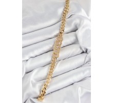Pirinç Zirkon Taşlı Ezme Küba Zincir Model Gold Renk Kadın Bileklik - TJ-BB7549