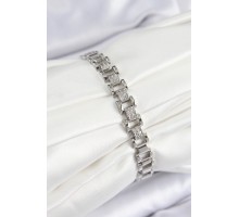 Pirinç Zirkon Taşlı Parçalı Model Gümüş Renk Kadın Bileklik - TJ-BB7552