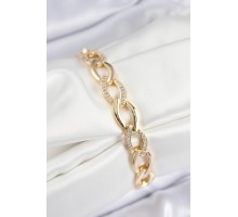 Pirinç Zirkon Taşlı Zincir Model Gold Renk Kadın Bileklik - TJ-BB7553
