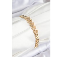 Pirinç Zirkon Taşlı Sıralı Ok Model Gold Renk Kadın Bileklik - TJ-BB7559