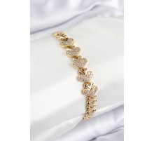 Pirinç Zirkon Taşlı Kalp Model Gold Renk Kadın Bileklik - TJ-BB7562
