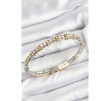 Pirinç Zirkon Taşlı XOXO Model Gümüş Ve Gold Renk Kadın Bileklik - TJ-BB7563