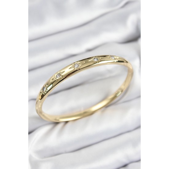 Pirinç Zirkon Taşlı Kutup Yıldızı Model Gold Renk Kadın Kelepçe - TJ-BB7570