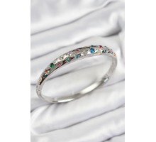 Pirinç Renkli Zirkon Taşlı Kutup Yıldızı Model Gümüş Renk Kadın Kelepçe - TJ-BB7573