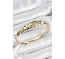 Pirinç Zirkon Taşlı Kutup Yıldızı Ve Hilal Model Gold Renk Kadın Kelepçe - TJ-BB7574