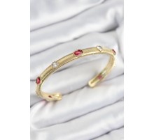 Pirinç Renkli Zirkon Taşlı Vintage Model Gold Renk Kadın Kelepçe - TJ-BB7578