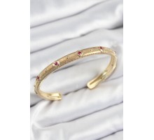 Pirinç Renkli Zirkon Taşlı Vintage Model Gold Renk Kadın Kelepçe - TJ-BB7579